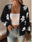cheap Cardigans &amp; Outerwears-Women&#039;s Sweater Cardigan Casual Soft Floral Ribbed V Neck Buttons Knitted Long Sleeve Regular Tops Knit Outdoor Daily Weekend Black Light Grey Fall Winter