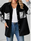 cheap Shirt Jackets-Women&#039;s Denim Jacket Outdoor Street Daily Wear Fall Winter Regular Coat Regular Fit Breathable Stylish Casual Jacket Long Sleeve Leopard with Pockets Print Black White Blue