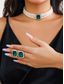 baratos Casamento ACC-elegante conjunto de gargantilha de pérolas femininas com pedra preciosa verde e pulseira e brincos combinando – joias para ocasiões formais