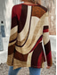 cheap Tunic Tops-Women&#039;s Tunic T Shirt Geometric Casual Long Sleeve Crew Neck Regular Tops Daily Print Asymmetrical Brown Spring &amp;  Fall