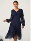 baratos Vestidos para o trabalho-Mulheres Minivestido Vestido antigo Vestido casual Vintage Casual Formal Formal Natal Festa Normal Manga Longa Decote V Azul Outono Inverno
