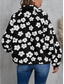 cheap Jackets-Women&#039;s Casual Jacket Outdoor Zipper Floral Windproof Fashion Loose Fit Outerwear Long Sleeve Fall Black S