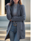 cheap Cardigans &amp; Outerwears-Women&#039;s Sweater Cardigan Sweater Jacket Shirt Collar Knit Pocket Knitted Spring Fall Home Daily Weekend Daily Casual Soft Long Sleeve Pure Color Black Camel
