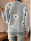 cheap Cardigans &amp; Outerwears-Women&#039;s Sweater Cardigan Casual Soft Floral Ribbed V Neck Buttons Knitted Long Sleeve Regular Tops Knit Outdoor Daily Weekend Black Light Grey Fall Winter