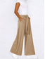 voordelige Broek-Dames Breed Been Chinese Modieus Volledige lengte Hoge taille Effen Zak Elastische tailleband Comfortabel Zacht Micro-elastisch Buiten Straat Khaki Leger Groen Grijs Herfst Ruim Passend