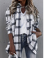 cheap Shirt Jackets-Women&#039;s Casual Jacket Outdoor Street Daily Wear Fall Winter Regular Coat Regular Fit Thermal Warm Breathable Stylish Casual Jacket Long Sleeve Stripes and Plaid with Pockets Print White