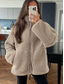 cheap Winter Coats-Women&#039;s Fleece Jacket Warm Breathable Patchwork Zipper Pocket Casual Plain Vacation Street Daily Wear Going out Zipper Regular Turndown Regular Fit Long Sleeve Outerwear Beige Coffee Fall Winter