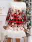 cheap Casual Dresses-Women&#039;s Polyester Plaid Snowflake Print Crew Neck Maxi Dress Long Sleeve Fall Winter