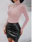 cheap Plain tee-Women&#039;s T Shirt Plain Fashion Modern Casual Long Sleeve Turtleneck Regular Tops Daily Weekend Black White Pink Gray Fall Winter