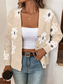 cheap Cardigans &amp; Outerwears-Women&#039;s Sweater Cardigan Casual Soft Floral Ribbed V Neck Buttons Knitted Long Sleeve Regular Tops Knit Outdoor Daily Weekend Black Light Grey Fall Winter