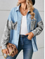 cheap Shirt Jackets-Women&#039;s Denim Jacket Outdoor Street Daily Wear Fall Winter Regular Coat Regular Fit Breathable Stylish Casual Jacket Long Sleeve Leopard with Pockets Print Black White Blue