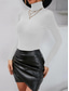 cheap Plain tee-Women&#039;s T Shirt Plain Fashion Modern Casual Long Sleeve Turtleneck Regular Tops Daily Weekend Black White Pink Gray Fall Winter