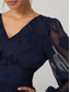 baratos Vestidos para o trabalho-Mulheres Minivestido Vestido antigo Vestido casual Vintage Casual Formal Formal Natal Festa Normal Manga Longa Decote V Azul Outono Inverno