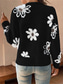 cheap Cardigans &amp; Outerwears-Women&#039;s Sweater Cardigan Casual Soft Floral Ribbed V Neck Buttons Knitted Long Sleeve Regular Tops Knit Outdoor Daily Weekend Black Light Grey Fall Winter