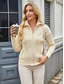 cheap Cardigans &amp; Outerwears-Women&#039;s Cardigan Sweater Jacket Fashion Daily Solid Color Cable Turtleneck Knitted Long Sleeve Regular Tops Knit Work Beige Fall Winter