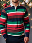 cheap Classic Polo-Men&#039;s Polo Shirts Rugby Polo Shirts Street Business Lapel Classic Long Sleeve Christmas Vintage Tree Stripe Stripe Fall Winter Cross-Seasons Regular Fit Rainbow Polo Shirts