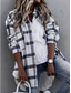 cheap Shirt Jackets-Women&#039;s Casual Jacket Outdoor Street Daily Wear Fall Winter Regular Coat Regular Fit Thermal Warm Breathable Stylish Casual Jacket Long Sleeve Stripes and Plaid with Pockets Print White