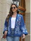 billige Boho topper-Dame Boho skjorte Trekker på skuldrene Blomstret Blomsternål i krystall Fritid Bohem Langermet Klokke Asymmetrisk Vanlige topper Valentinsdag Arbeid Daglig Broderi Blå Alle årstider