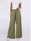 voordelige Broek-Dames Breed Been Chinese Modieus Volledige lengte Hoge taille Effen Zak Elastische tailleband Comfortabel Zacht Micro-elastisch Buiten Straat Khaki Leger Groen Grijs Herfst Ruim Passend