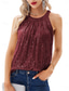 cheap Tank Tops &amp; Camis-Women&#039;s Camisole Tank Top Camis Solid Color Sexy Casual Sleeveless Halter Neck Regular Tops Party Sequins Wine Fuchsia Gold Summer