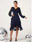 baratos Vestidos para o trabalho-Mulheres Minivestido Vestido antigo Vestido casual Vintage Casual Formal Formal Natal Festa Normal Manga Longa Decote V Azul Outono Inverno