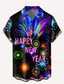 cheap Men&#039;s Printed Shirts-Christmas Men&#039;s Christmas Scene Printed Shirts Letter Casual Daily Wear Going out Weekend Autumn / Fall Turndown Short Sleeves Purple S, M, L 4-Way Stretch Fabric New Year