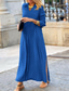 preiswerte Kleider für die Arbeit-Damen Casual kleid Maxidress Patchwork Drapiert Elegant Vintage V Ausschnitt Langarm Schwarz Wein Königliches Blau Farbe