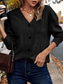 abordables Colores sólidos-Mujer Pulóveres Casual Suave Color puro Estriado Escote en Pico Botones De Punto Manga Larga Tops regulares Tejer Exterior Diario Fin de semana Negro Caqui Otoño Invierno