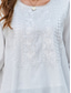 cheap Plain Tops-Women&#039;s Shirt Solid Color Floral Casual Boho 3/4 Length Sleeve Elbow Sleeve Crew Neck Regular Tops Vacation Party Daily Embroidered White Yellow Khaki Autumn / Fall Spring &amp; Summer