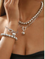 billiga Kvinnors halsband-snyggt halsband och armband med kulpärlor i silver – tjock kedjedesign i lager med spänne för en modern chic look