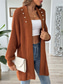 cheap Cardigans &amp; Outerwears-Women&#039;s Sweater Cardigan Casual Soft Pure Color Ribbed Open Front Beaded Knitted Long Sleeve Long Tops Knit Outdoor Daily Weekend Black Blue Fall Winter