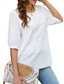 cheap Plain Tops-Women&#039;s Shirt Solid Color Floral Casual Boho 3/4 Length Sleeve Elbow Sleeve Crew Neck Regular Tops Vacation Party Daily Embroidered White Yellow Khaki Autumn / Fall Spring &amp; Summer