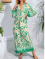 cheap Print Dresses-Women&#039;s Floral V Neck Maxi Dress Long Sleeve Summer Spring