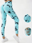 abordables Leggings y mallas de yoga-Mujer Pantalones de yoga Mallas Leggings de Yoga Cortado Alta cintura Pilates Entrenamiento de gimnasio Rutina de ejercicio Mallas Leggings Tie-dye Azul Azul cielo Morado Otoño Deportes Ropa de
