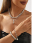 billiga Kvinnors halsband-snyggt halsband och armband med kulpärlor i silver – tjock kedjedesign i lager med spänne för en modern chic look