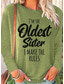 billiga Humor &amp;amp; citationstecken-Dam T-shirt Bokstav Familj Mode Långärmad Rund hals Vanliga toppar Dagligen Helgen Mönster Svart Rodnande Rosa Blå Grön Vår &amp; Höst Vår, Höst, Vinter, Sommar