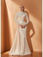 ieftine negru-Rochie de seară Mermaid  Trumpet vintage formală pentru nuntă lungime până la podea mânecă lungă decolteu pătrat rochie pentru mama miresei din satin cu perle strălucitoare