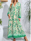 cheap Print Dresses-Women&#039;s Floral V Neck Maxi Dress Long Sleeve Summer Spring