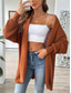cheap Cardigans &amp; Outerwears-Women&#039;s Sweater Cardigan Casual Soft Pure Color Ribbed Open Front Beaded Knitted Long Sleeve Long Tops Knit Outdoor Daily Weekend Black Blue Fall Winter