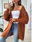 cheap Cardigans &amp; Outerwears-Women&#039;s Sweater Cardigan Casual Soft Pure Color Ribbed Open Front Beaded Knitted Long Sleeve Long Tops Knit Outdoor Daily Weekend Black Blue Fall Winter