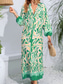 cheap Print Dresses-Women&#039;s Floral V Neck Maxi Dress Long Sleeve Summer Spring