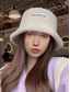 cheap Women&#039;s Hats-Women&#039;s Beige Sherpa Bucket Hat – Cozy Fleece Winter Hat for Casual Wear and Outdoor Activities