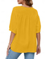 cheap Plain Tops-Women&#039;s Shirt Solid Color Floral Casual Boho 3/4 Length Sleeve Elbow Sleeve Crew Neck Regular Tops Vacation Party Daily Embroidered White Yellow Khaki Autumn / Fall Spring &amp; Summer