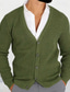 cheap Men&#039;s Cardigan Sweater-Men&#039;s Cardigan Sweater Cardigan Cropped  Sweater Cable Knit Knit Regular Button-Down Plain V Neck Fashion Classic Daily Wear Date Clothing Apparel Fall &amp; Winter Black Military Green M L XL