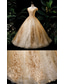 cheap Wedding Dresses-Wedding Dresses Ball Gown Off Shoulder Short Sleeve Floor Length Organza Bridal Gowns With Beading