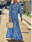 cheap Casual Dresses-Women&#039;s Polyester Floral Shirt Collar Maxi Dress Long Sleeve Summer Spring