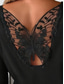 economico Top in Pizzo-Top in pizzo elegante da donna camicetta sexy in pizzo abbigliamento casual tinta unita top regolari maniche lunghe scollo giro patchwork in pizzo vestibilità regolare top romantici da indossare