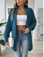 cheap Cardigans &amp; Outerwears-Women&#039;s Sweater Cardigan Casual Soft Pure Color Ribbed Open Front Beaded Knitted Long Sleeve Long Tops Knit Outdoor Daily Weekend Black Blue Fall Winter