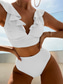 cheap Bikini Sets-Women&#039;s Swimwear Bikini 2 Piece Briefs Swimsuit Ruffle Backless Slim Vacation Beach Wear Solid Color V Neck Sleeveless Bathing Suits