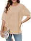 cheap Plain Tops-Women&#039;s Shirt Solid Color Floral Casual Boho 3/4 Length Sleeve Elbow Sleeve Crew Neck Regular Tops Vacation Party Daily Embroidered White Yellow Khaki Autumn / Fall Spring &amp; Summer